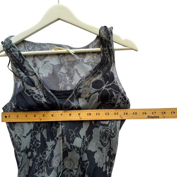 Vintage Max Studio Silk Floral Ruched Asymmetrical Hem Midi Dress Size S Y2K - Picture 5 of 11